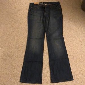 Dark wash bootcut low waist jeans